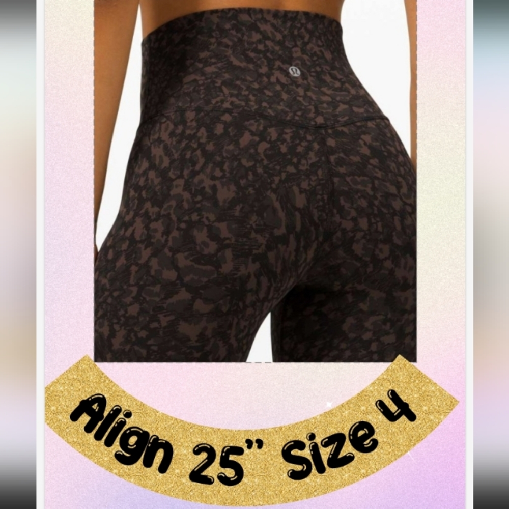 🍋 LULULEMON 🍋 Align 25" black brown Cheetah leopard camo Size 4 - Picture 6 of 13